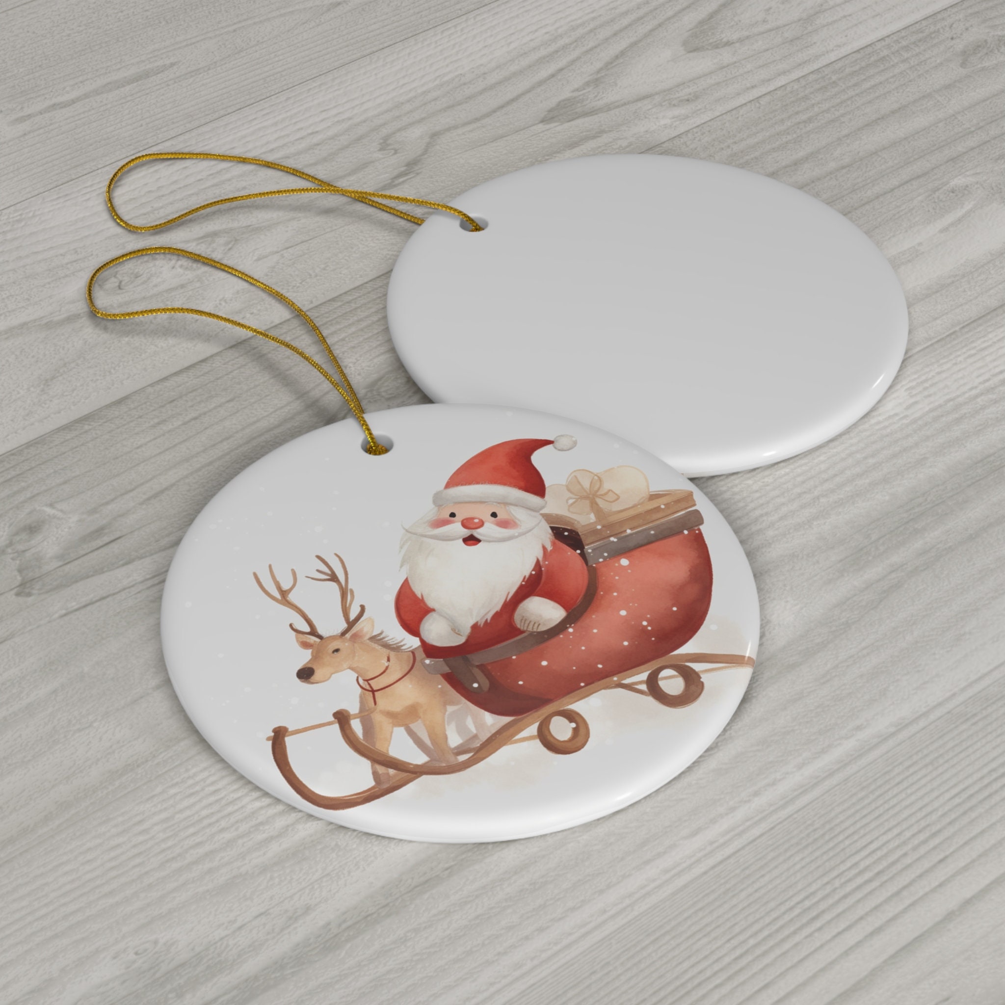 Ornement De Noël Père Noël – Céramique Biscuit à Peindre – Vintage USA