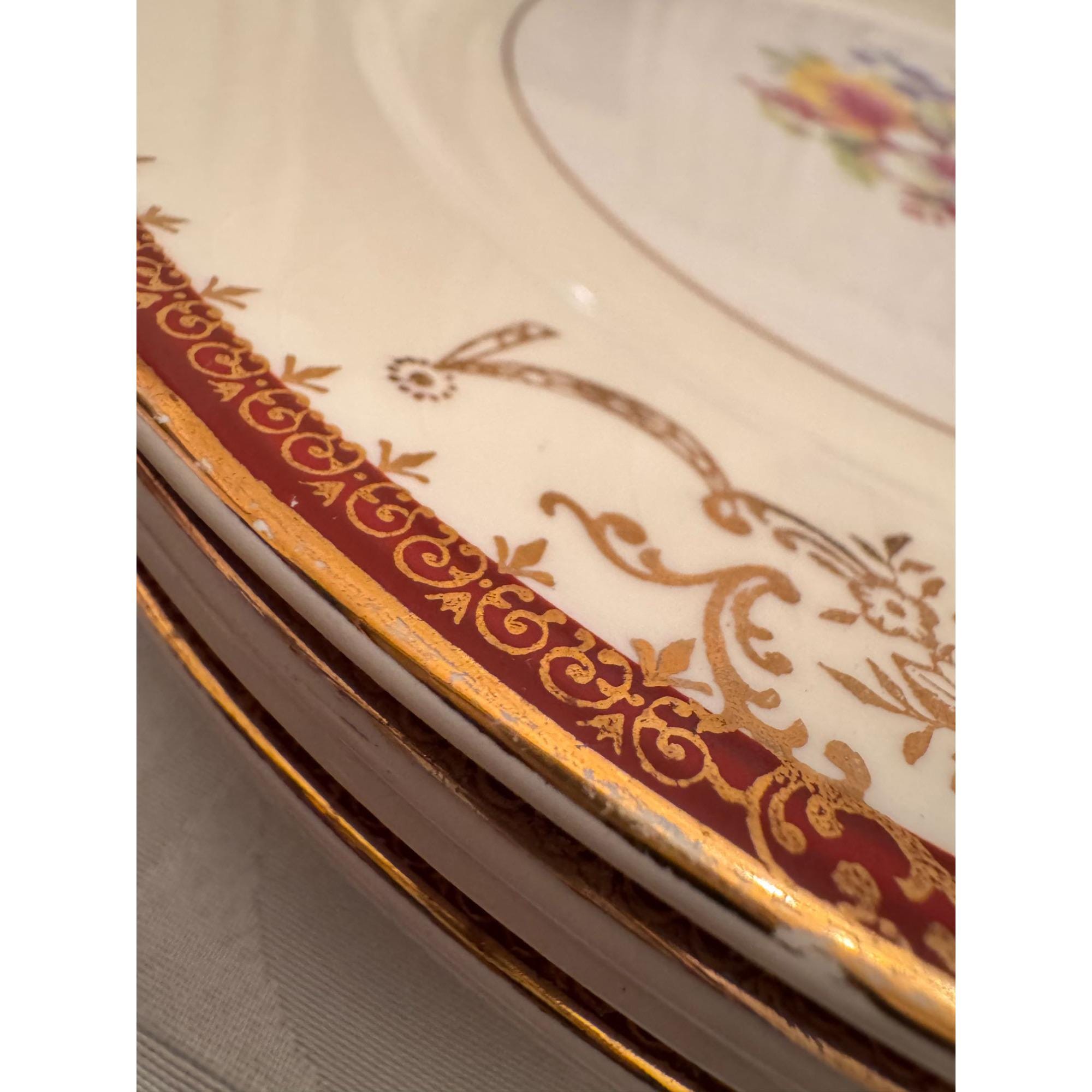Vintage Stetson China Dinner Plates – Tiffany Floral, 22K Gold