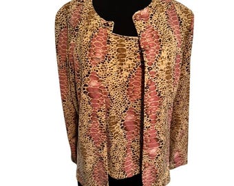 NWT Joseph Ribkoff 2 Piece Jacket Top Set Snakeskin Print Shimmer Size 12 Canada