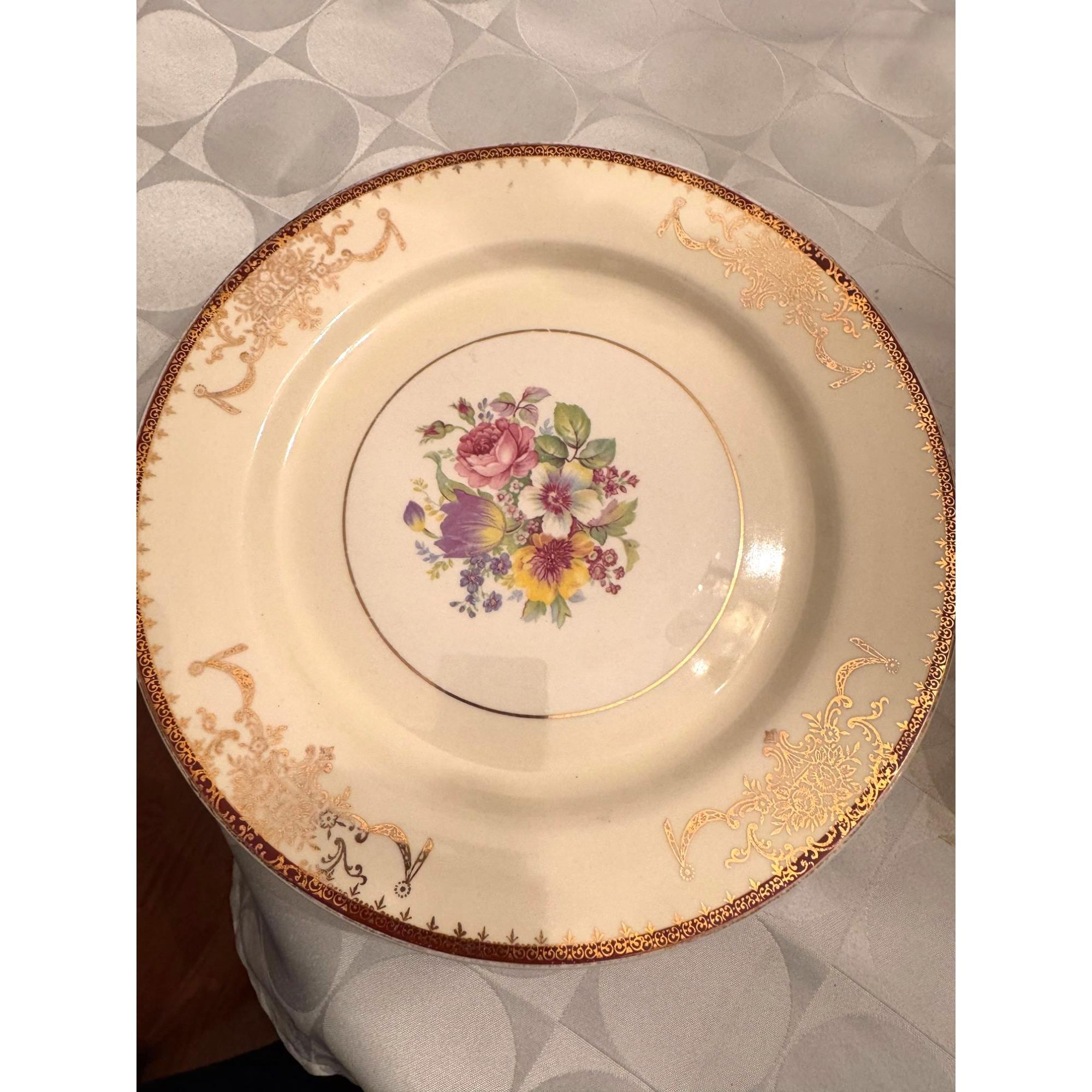 Vintage Stetson China Dinner Plates – Tiffany Floral, 22K Gold