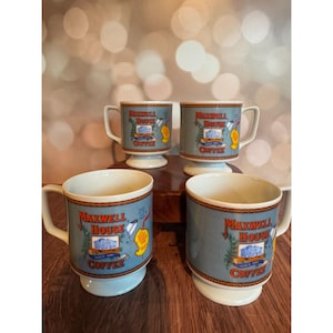 Vintage 1970s Maxwell House Coffee Mugs – Set of 4