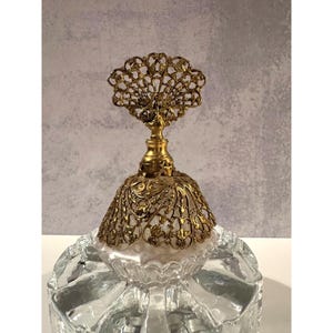 Vintage Matson-Style Ormolu Perfume Bottle – Globe 24K Gold Plated Filigree, Hollywood Regency