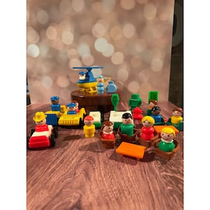 Vintage Fisher-Price Little People Lot – Mixed Set of Figures, Vehicles & Accessories