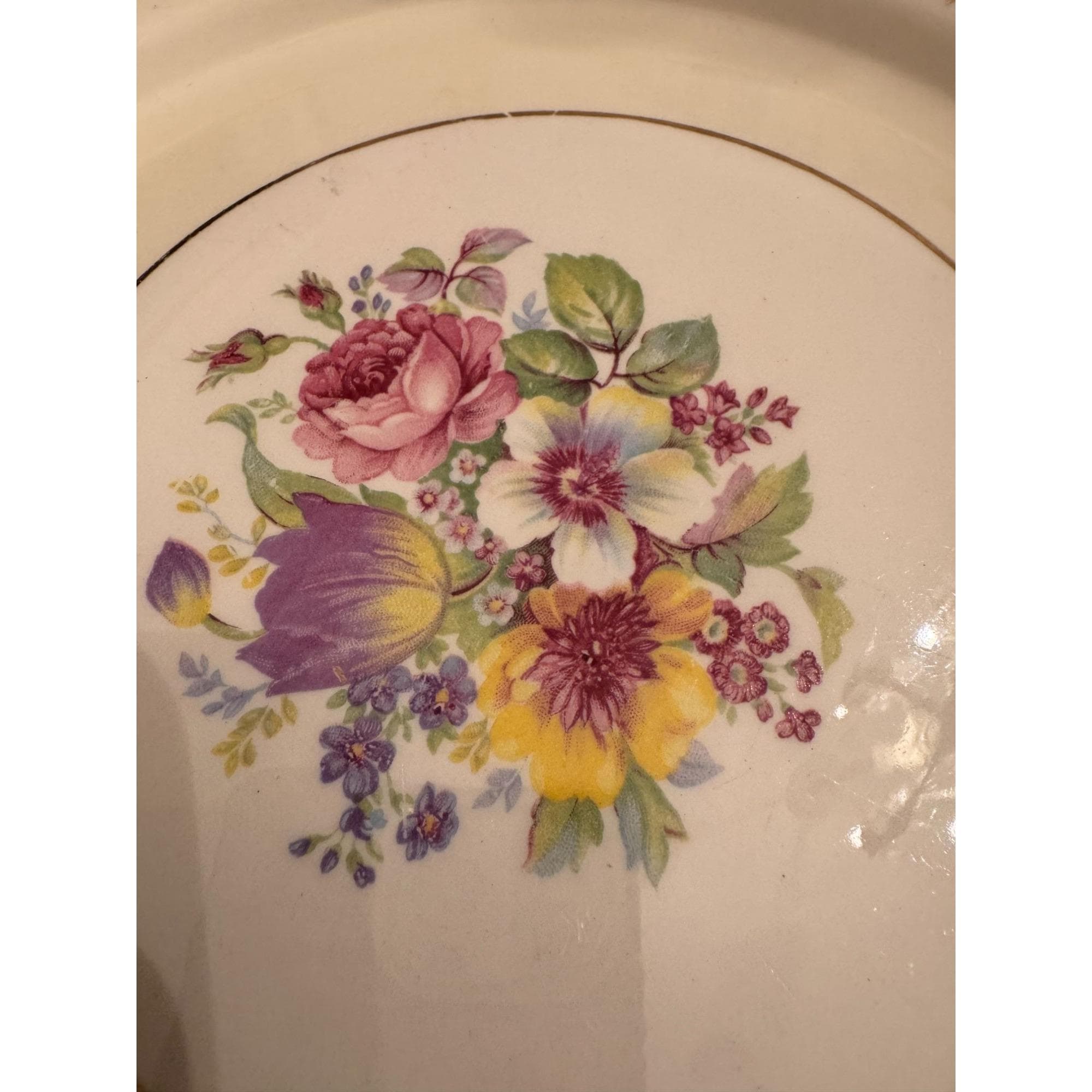Vintage Stetson China Dinner Plates – Tiffany Floral, 22K Gold