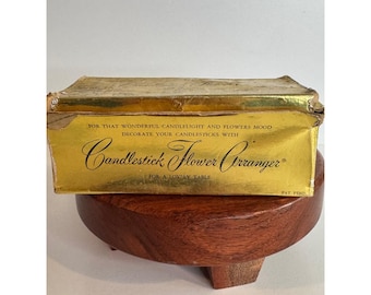 Vintage Candlestick Flower Arranger Set Of 2 Clear Flower Frog Greens