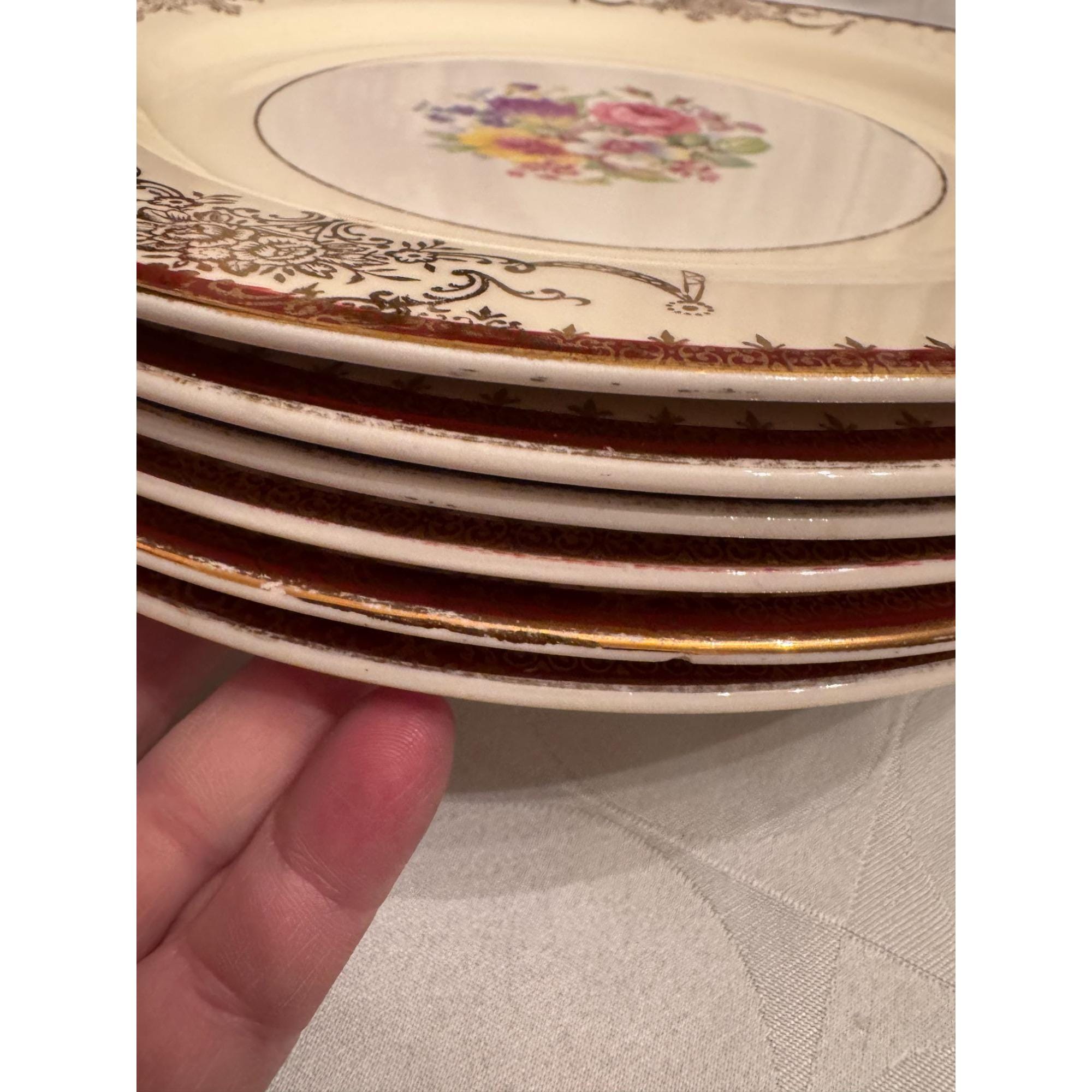 Vintage Stetson China Dinner Plates – Tiffany Floral, 22K Gold