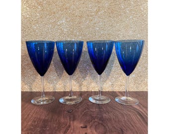 Set of 4 Vintage Cobalt Blue Wine Glasses – Stemware