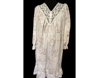 Victoria&#39;s Secret Vintage 1980&#39;s Prairie Lace Floral Night Gown, Size Small, #0050