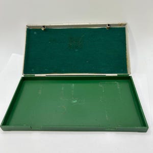 Vintage Faber Castell Pencil Case Green Rectangle Empty drawing utensil holder immagine 7