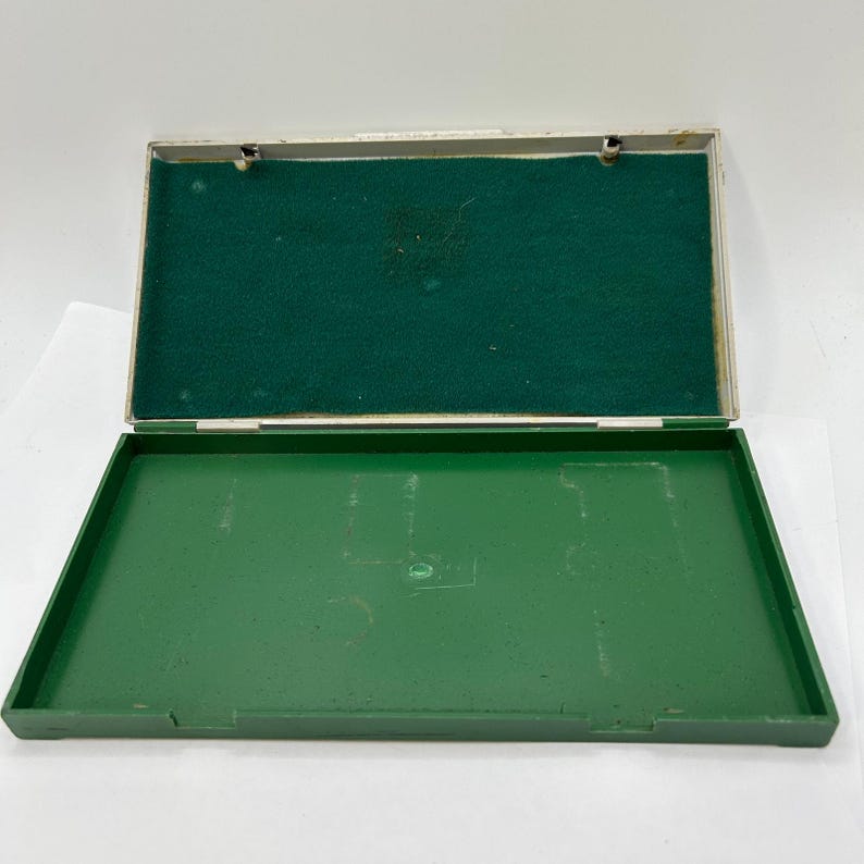 Vintage Faber Castell Pencil Case Green Rectangle Empty drawing utensil holder immagine 7