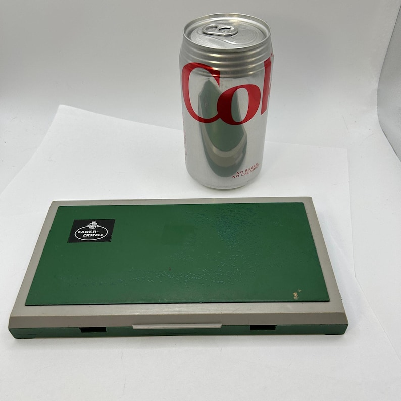 Vintage Faber Castell Pencil Case Green Rectangle Empty drawing utensil holder immagine 1