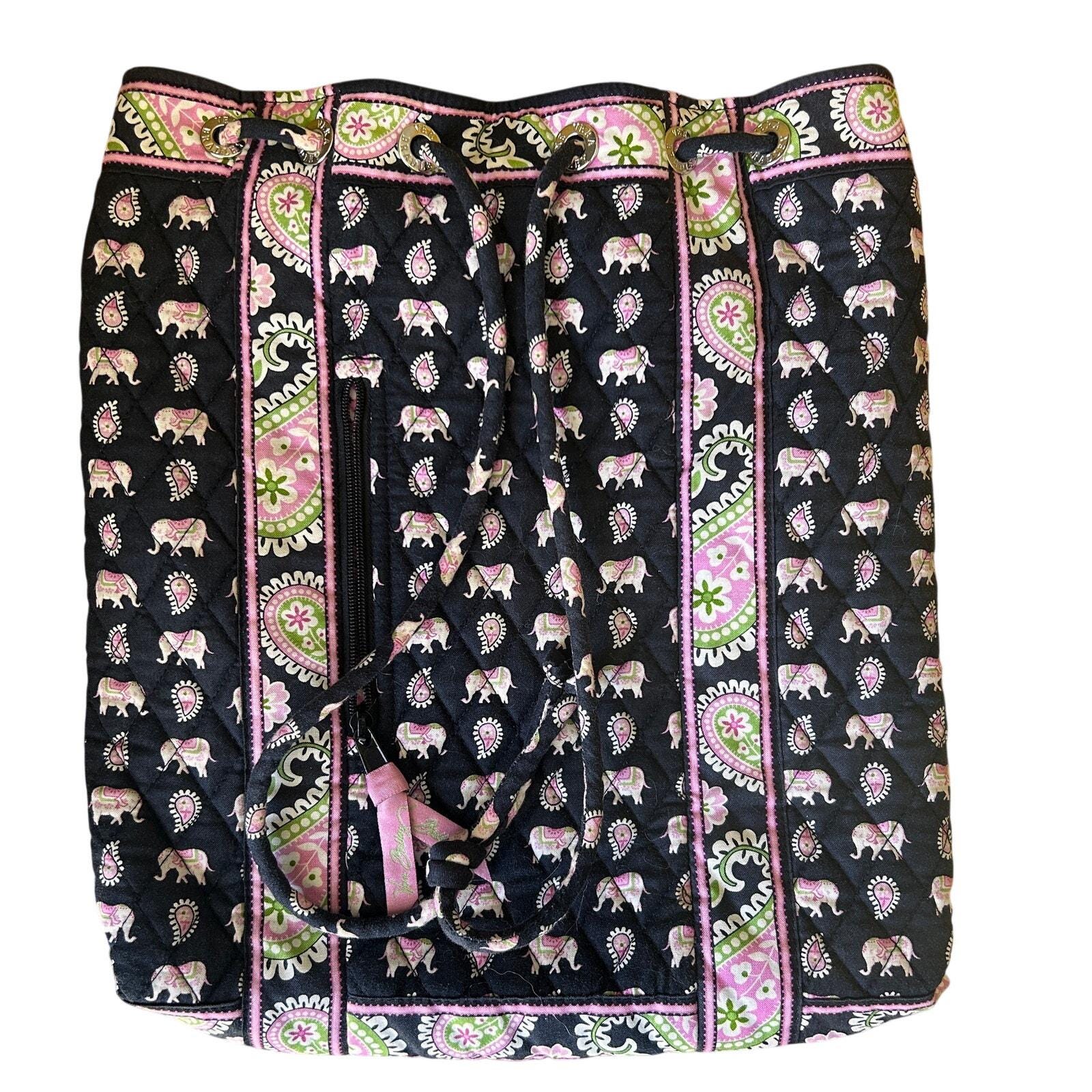 Vera Bradley Discontinued Pink Elephant & Paisley Print Backpack Vintage Vera Bradley Bowler Bag: Pink Elephant Paisley  main image 4