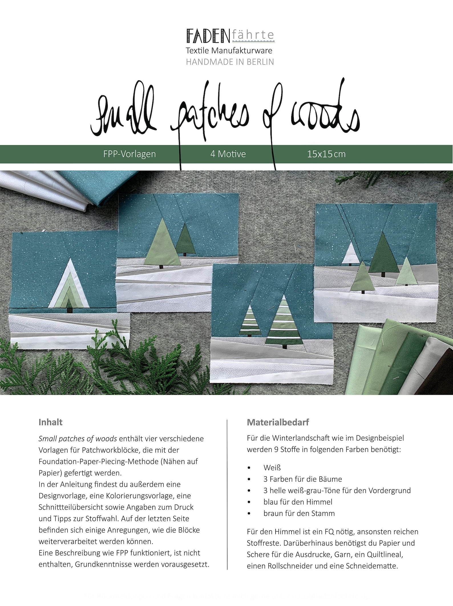Small Patches of Woods Foundation Paper Piecing Template, PDF, FPP ...