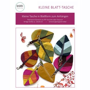 Kleine Tasche in Blatt-Form, Schnittmuster, Anleitung, PDF, Sprache deutsch