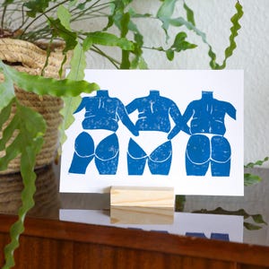 Slipshapes (A5) Linoldruck, Illustration, Minimalistische Kunst, Abstrakte Kunst, Body Positivity, Frauenkörper, Selbstliebe, Körpervielfalt