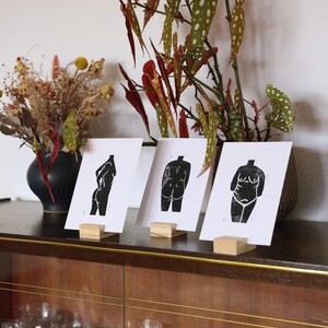 Kartenset "Body" (3x A6) Linoldruck Illustration Minimalistisch Abstrakte Kunst Body Positivity Frauenkörper Selbstliebe Körpervielfalt