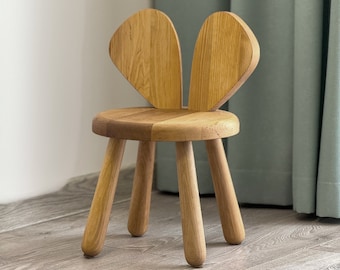 Wooden Kids Chair Mouse, Montessori Animal Chair, Toddler Mouse Chair, Wooden Play-room Furniture, Natural Wooden Chair, Eco-Friendly Chair