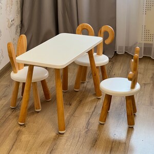 Wooden Kids Rectangular Table and Chair, Kid Table and Chair, Kid Table and Chair Set, Montessori Table and Chair, Wooden Gift for Children