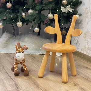 Wooden Kids Chair Giraffe Melman, Gift for Toddler Boys Chair, Wooden Play-room Furniture, Natural wooden chair, Eco-Friendly Wooden Chair