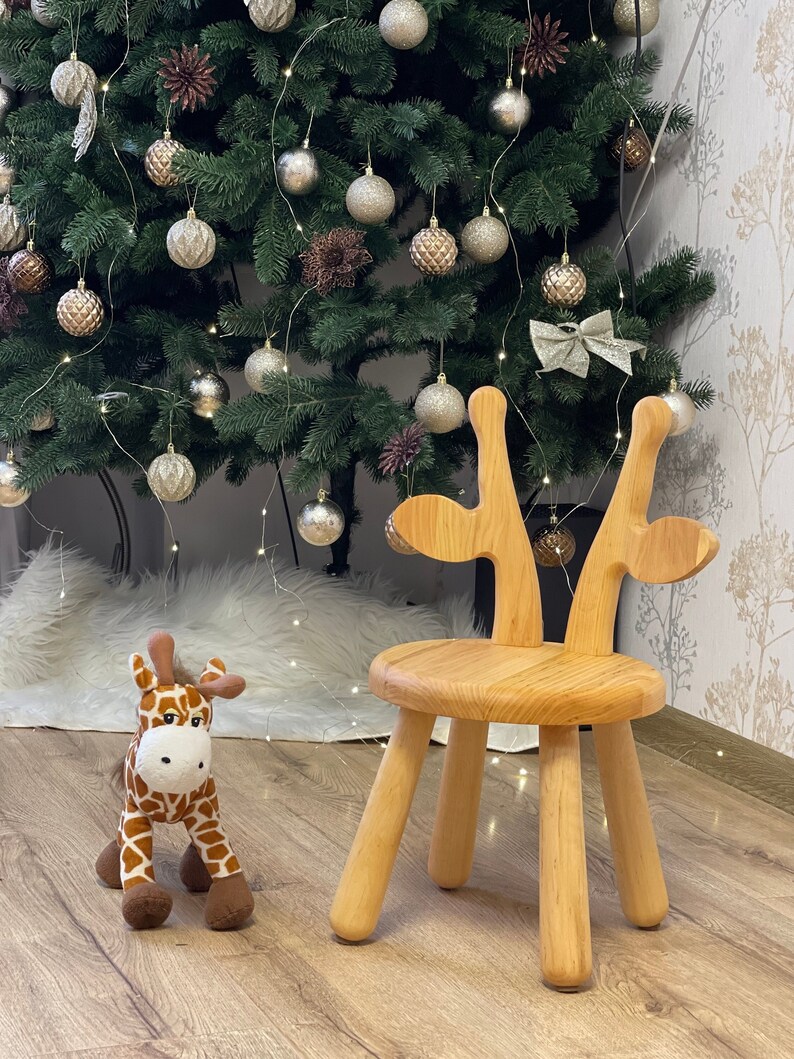 Wooden Kids Chair Giraffe Melman, Gift for Toddler Boys Chair, Wooden Play-room Furniture, Natural wooden chair, Eco-Friendly Wooden Chair