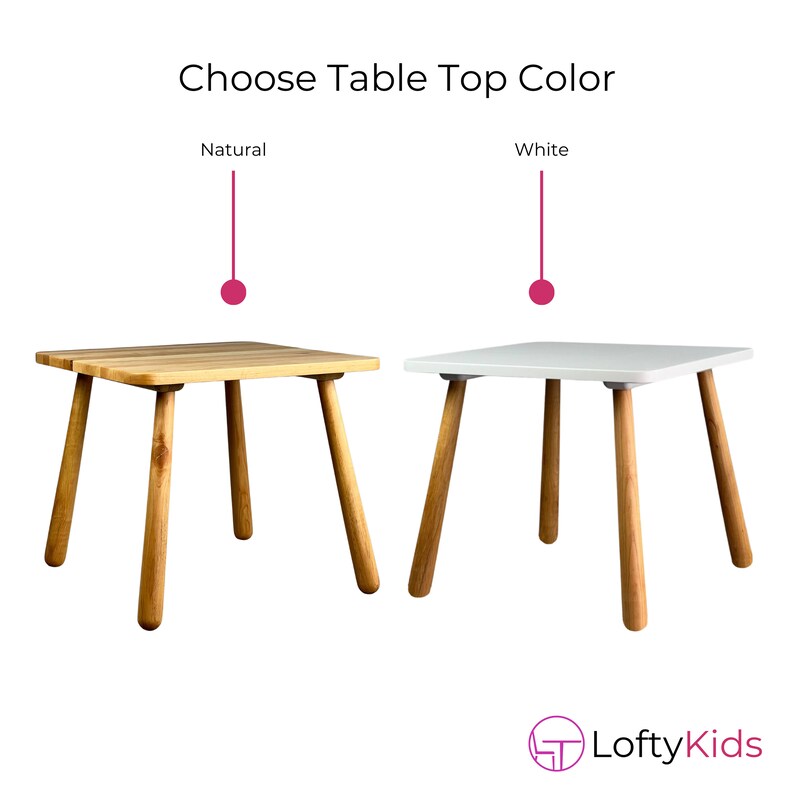 Wooden Kids White Square Table, Montessori Table, White Toddler Table, Children's Table for Play-room, Wooden Kids Desk, Gift for Children image 8