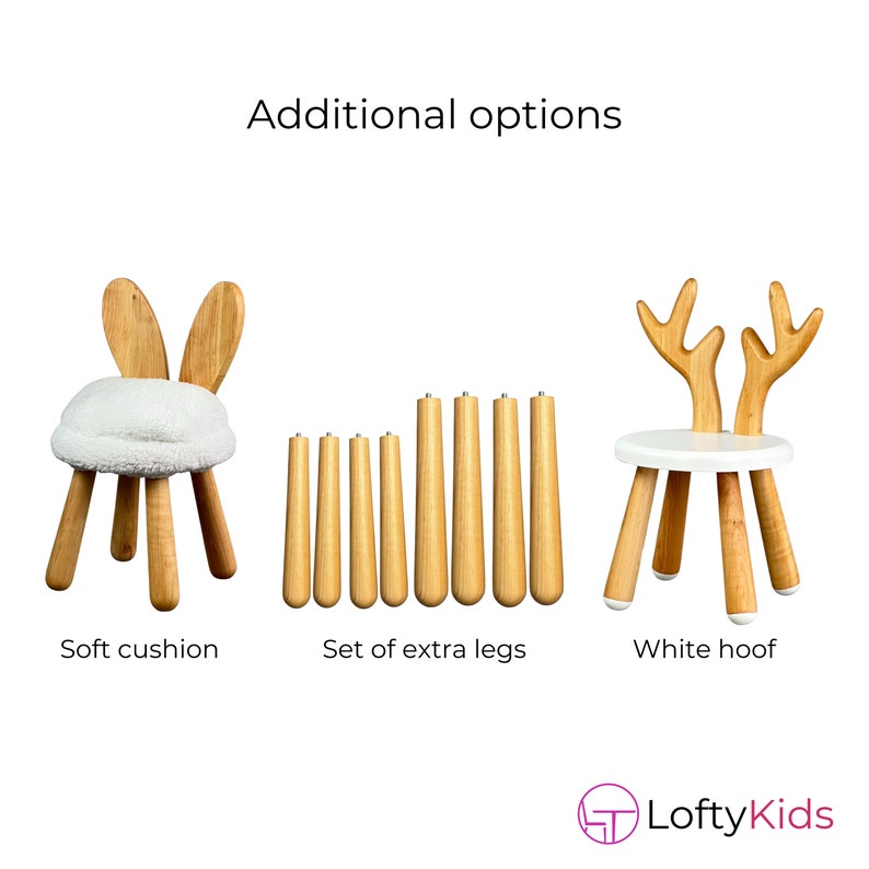 Wooden Kids Chair White Rabbit, Montessori Chair, Toddler Bunny Chair, Wooden Play-room Furniture, Natural wooden chair, Eco-Friendly Chair image 9