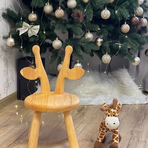 Wooden Kids Chair Giraffe Melman, Gift for Toddler Boys Chair, Wooden Play-room Furniture, Natural wooden chair, Eco-Friendly Wooden Chair