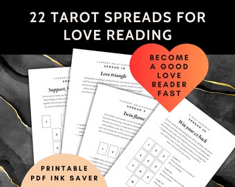 Tarot Love Reading Guide, 22 Spreads (Printable PDF)