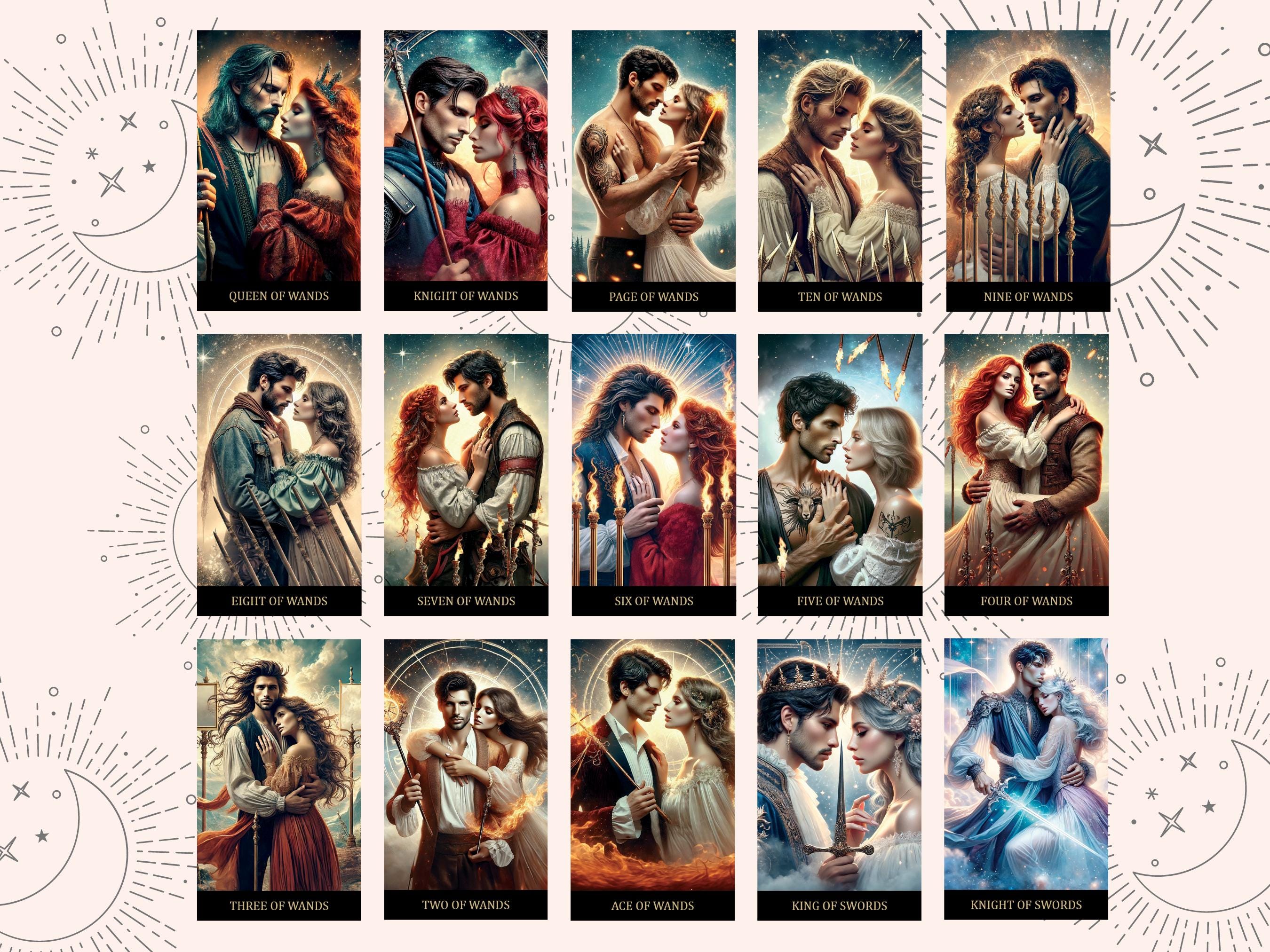 Printable Tarot Card Deck in Romantic Love Style, 78 Cards, Digital ...