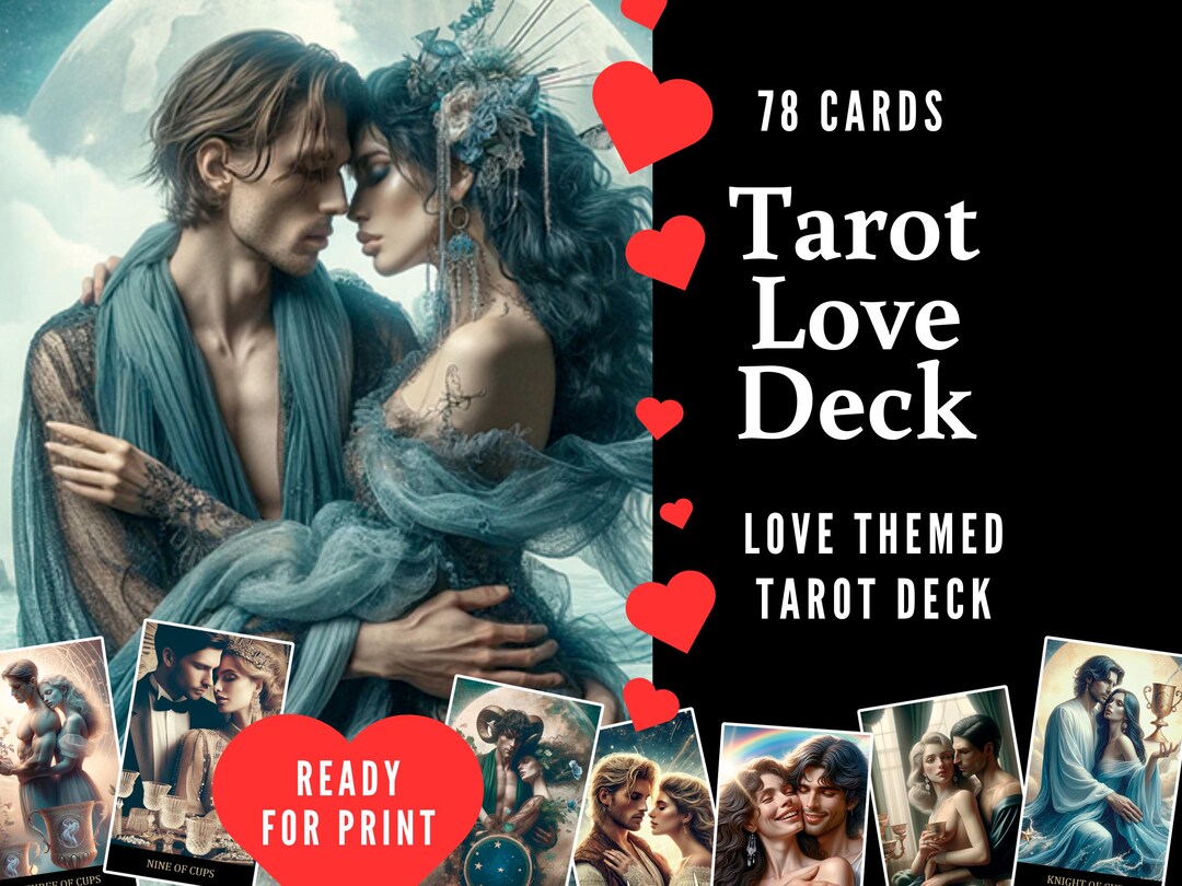 Printable Tarot Card Deck in Romantic Love Style, 78 Cards, Digital ...
