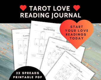 Tarot Love Reading Journal | Printable PDF, 22 Spreads (Digital Download)