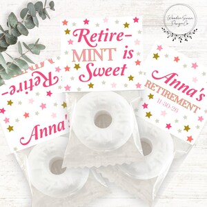 Mall för utskrivbar festgåva med mintmotiv för kvinnor, anpassade festgåvor, livräddare i mint, rosa mintmotiv, redigerbar text, 734SG rosa