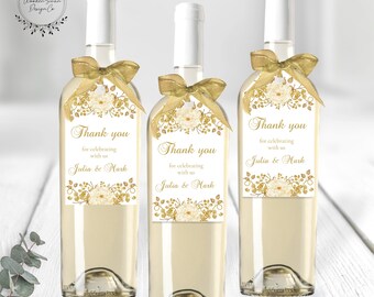 Golden 50th Anniversary Favor Tag Template, Thank Gift Tag, Personalizable, Editable, 601K
