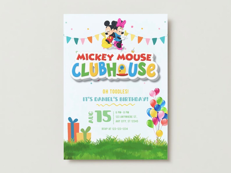 Mickey Mouse Clubhouse Birthday Invitation Template - Etsy