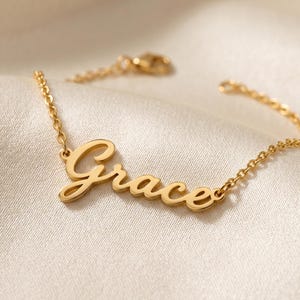 8K Solid Gold Custom Name Bracelet: Minimalist Script Jewelry, Personalized Fine Bracelet