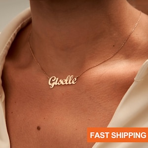 14K Solid Gold Personalized Name Necklace: Custom Jewelry Gift