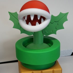 Mario Brothers Piranha Plant from Mario with Pipe and Block Stand 3D Printed Figure