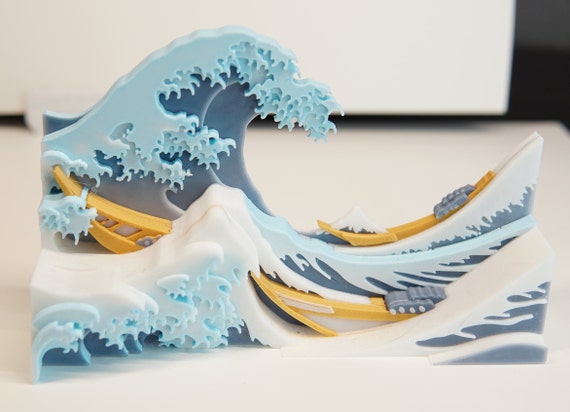 表札☆3D wave150☆ Great Wave off Kanagawa 3D Printed Desk Art - Etsy