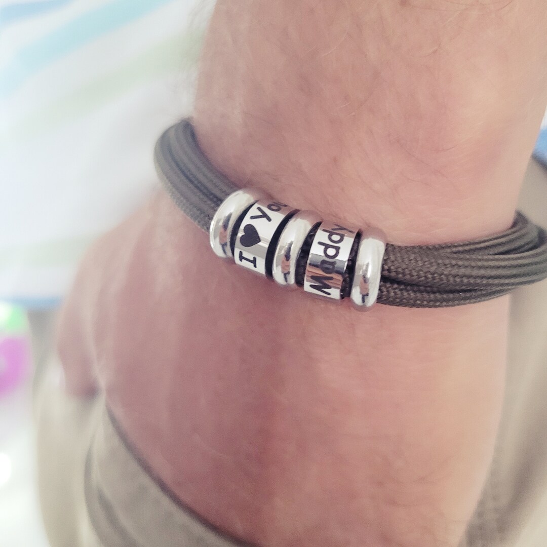Adjustable Cord Bracelet With Charms Personalized Men's Etsy