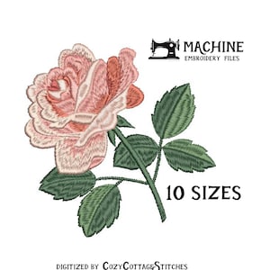 Classic Tea Rose - 10 sizes. Garden Rosa Peony Flower Meadow Floral Bouquet Modern Cute Spring Summer Digital Design Machine Embroidery File