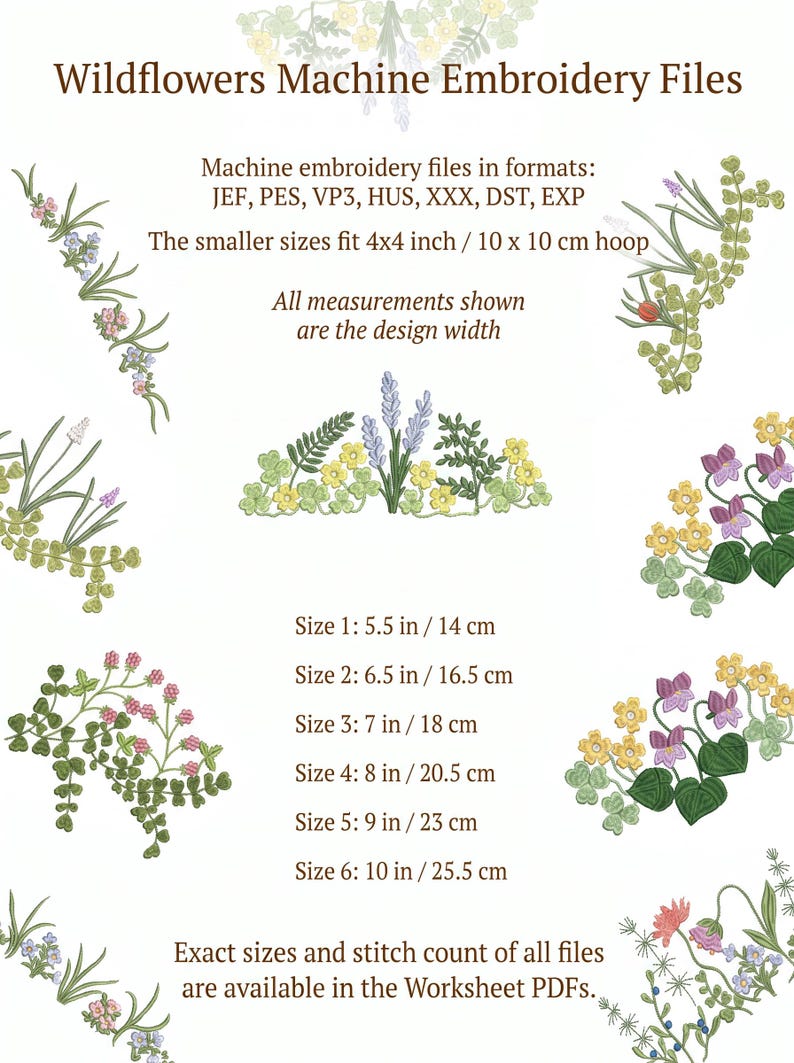 Stickmuster-Set „Wildblumenwiesen“ mit 12 skandinavischen Blumenmotiven. Vergissmeinnicht. Digitale Datei Bild 6