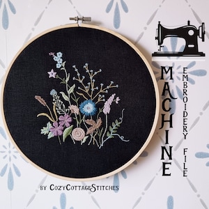 Embroidery File - Wild Flowers Meadow - blue forget-me-not & cornflower - Scandinavian Nordic Fairytale Cottagecore Modern Cute Machine