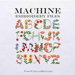 Floral Alphabet Machine Embroidery Design, Tiny Flower Font, Small Uppercase Letters, 4x4 Hoop