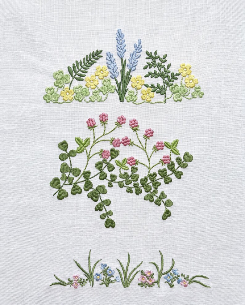 Stickmuster-Set „Wildblumenwiesen“ mit 12 skandinavischen Blumenmotiven. Vergissmeinnicht. Digitale Datei Bild 2
