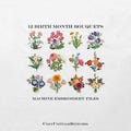 12 Birth Month Flower Bouquets. 6 sizes. Floral Posy. Spring Summer. Digital Design Machine Embroidery File. 4x4 Hoops product logo