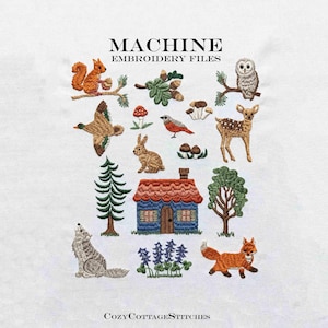 DANS LES BOIS. 17 fichiers de broderie. 8 tailles. Action de grâces d'Halloween minuscule. Conception numérique pour machine