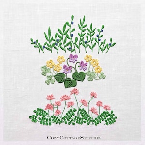 Stickmuster-Set „Wildblumenwiesen“ mit 12 skandinavischen Blumenmotiven. Vergissmeinnicht. Digitale Datei Bild 1