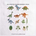 Tiny Dinosaur Embroidery Designs. 14 Mini Embroidery Designs 4x4. T Rex Triceratops Stegosaurus, Prehistoric Fern. Machine Embroidery Files product logo