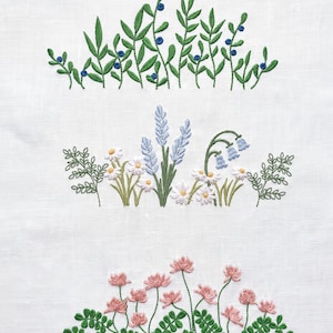 Stickmuster-Set „Wildblumenwiesen“ mit 12 skandinavischen Blumenmotiven. Vergissmeinnicht. Digitale Datei Bild 5
