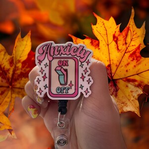 Anxiety on badge reel - badge reel . Retractable badge reel - funny badge